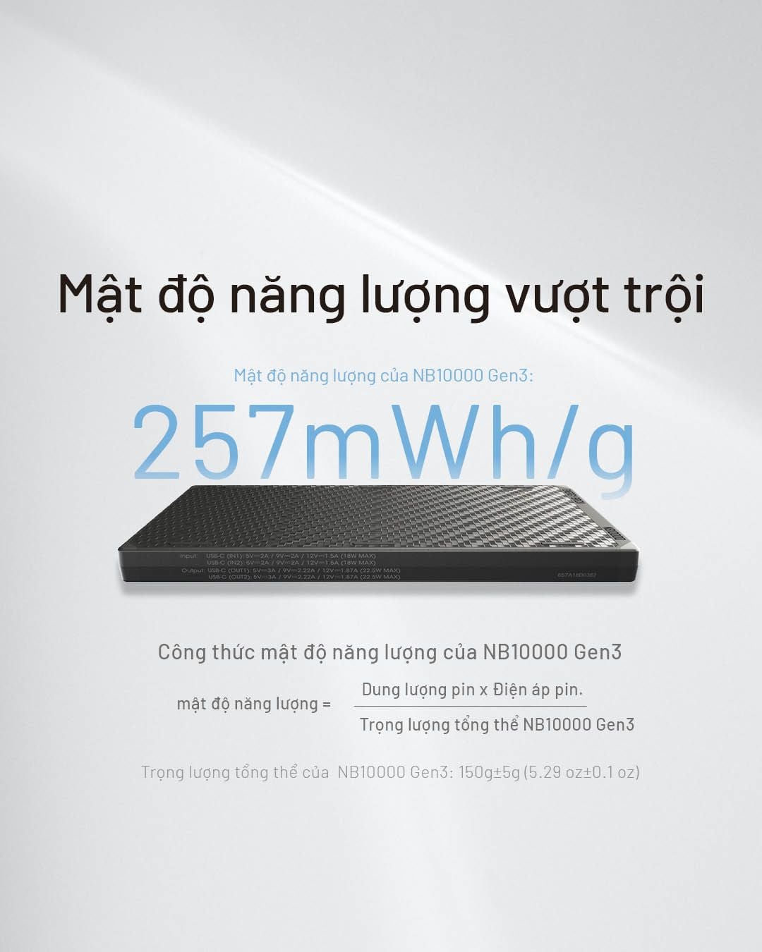  Sạc dự phòng vỏ Carbon siêu nhẹ Nitecore NB10000 Gen3 Power Bank 
