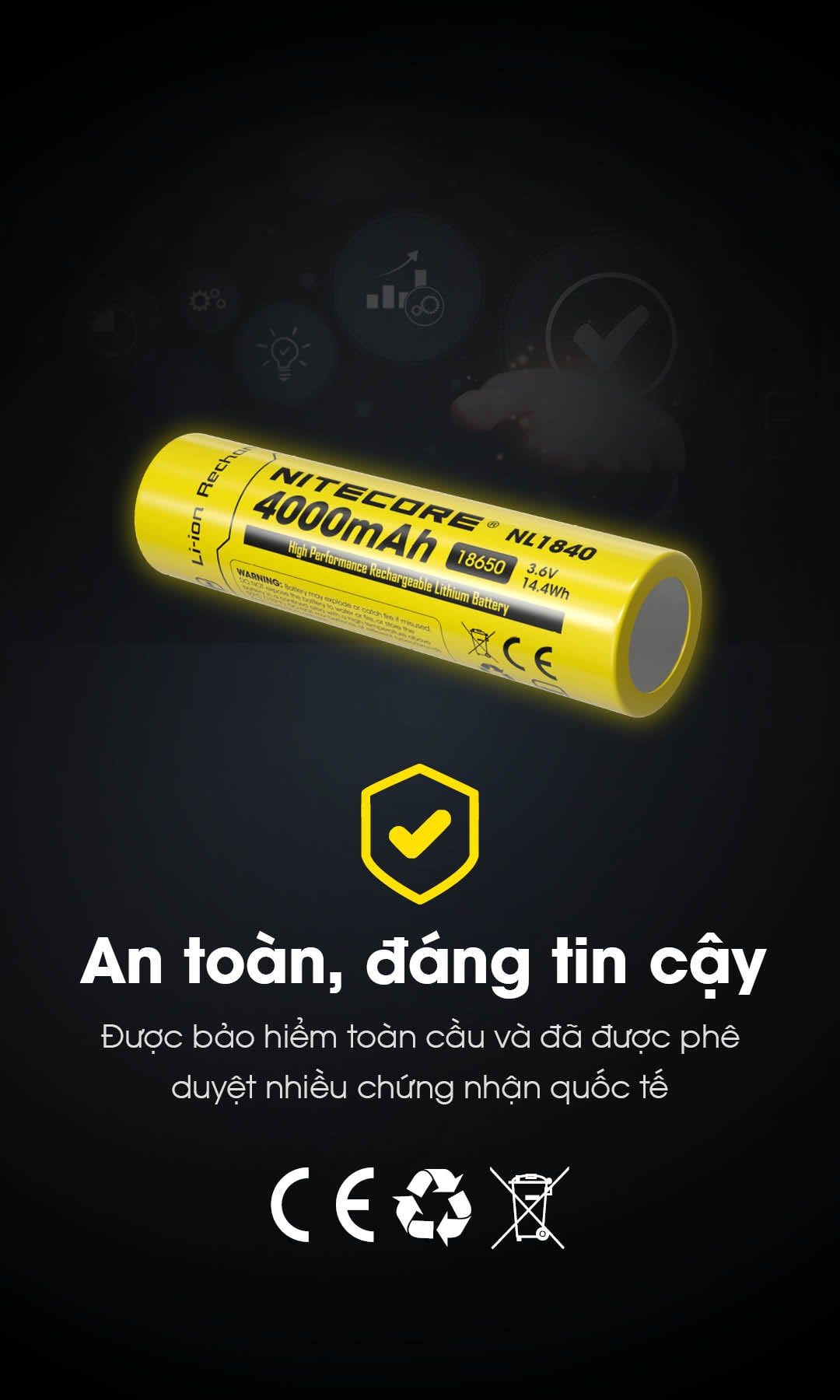  Pin Sạc Nitecore NL1840 Dung Lượng 4000mAh 