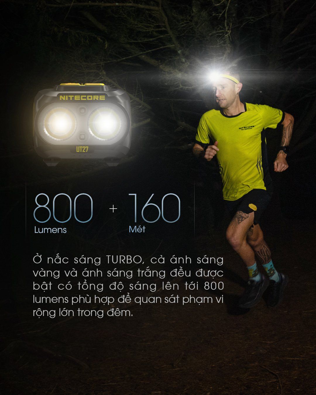  Đèn Đội Đầu Chạy Trail Nitecore UT27 Pro - 800 Lumens 