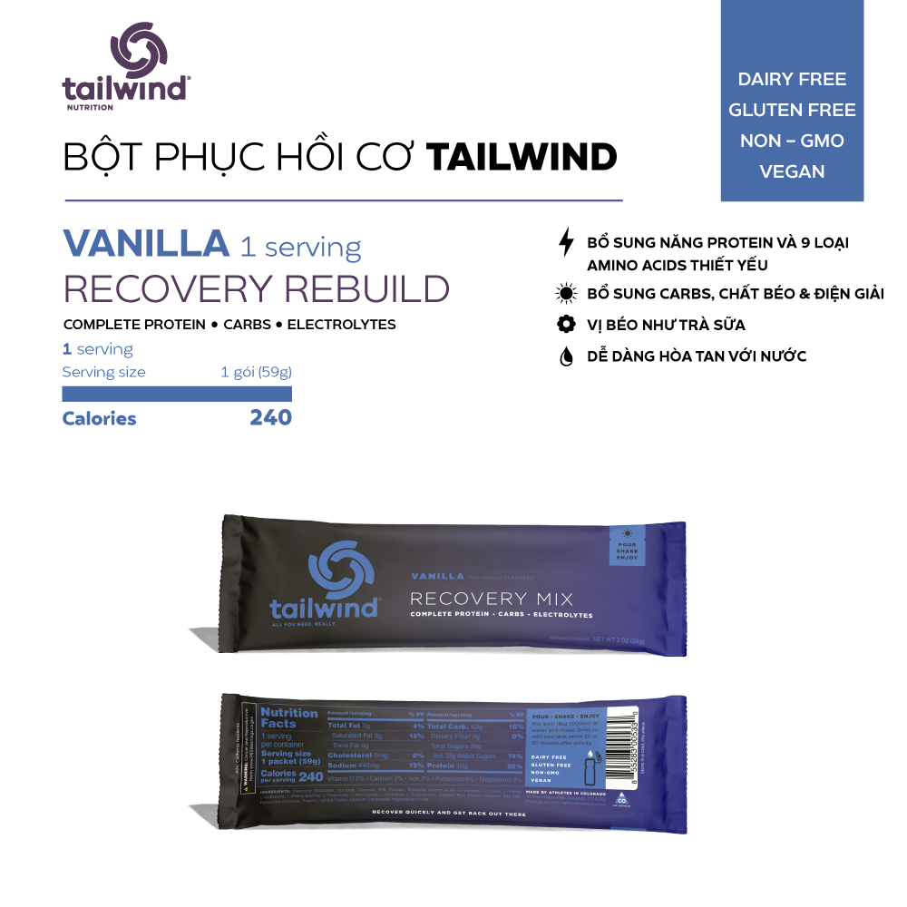  Bột Phục Hồi Cơ Bắp Tailwind Recovery Rebuild - Gói 1serving 20g 