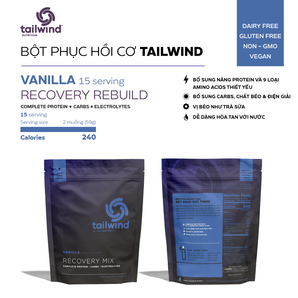  Bột Phục Hồi Cơ Bắp Tailwind Recovery Rebuild - 20 serving 