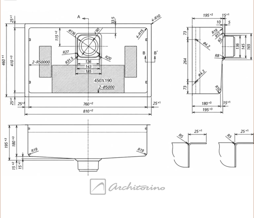 kích thước Chậu Rửa Bát Shigeru LE JSM – K FS