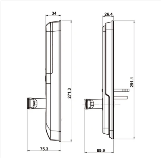 Kích thước 2 Khóa điện tử Hafele ML2502B