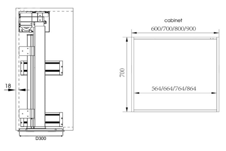kích thước Giá Bát Đĩa Nâng Hạ Điện Tự Động Eurogold ESP9970Pro