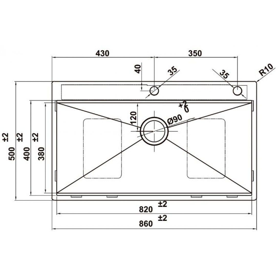 Kích thước Chậu Rửa Bát 1 Hố Hafele HS24-SSN1S-8650