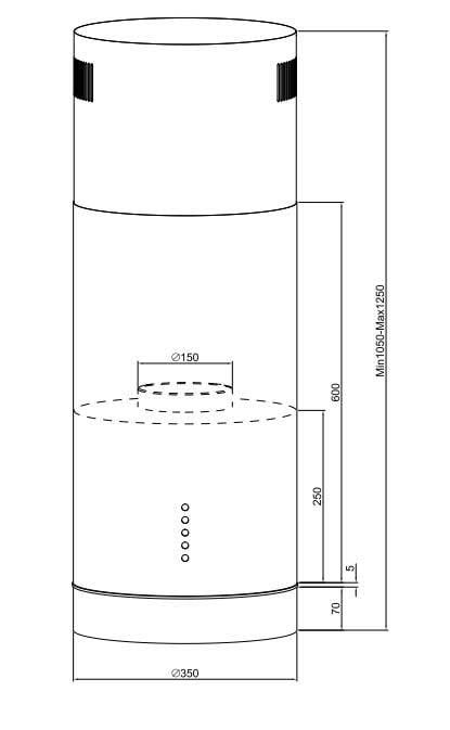 Kích thước của Hút Mùi Đảo Fandi FD-8899ID Smart