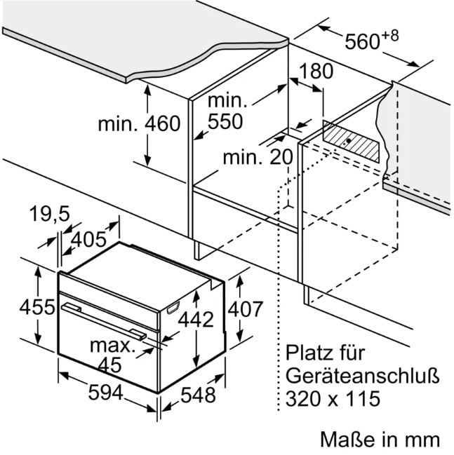 Kích thước của Lò nướng kèm vi sóng Bosch CMG7761B1