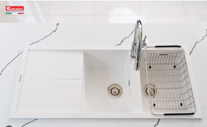 Chậu rửa bát Konox Livello Smart 1160 White Silver