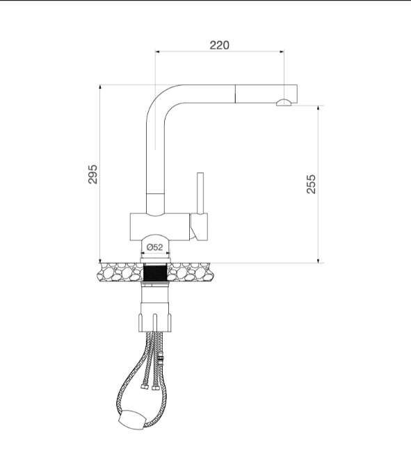 kích thước Vòi Rửa Malloca K103BL