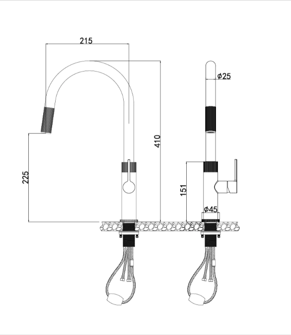 Kích thước Vòi Rửa Malloca K1090SS