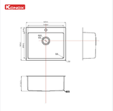 Chậu rửa bát Konox Neron 600T – Thiết kế Turkey Sink nhỏ gọn, tinh tế cho không gian bếp sang trọng