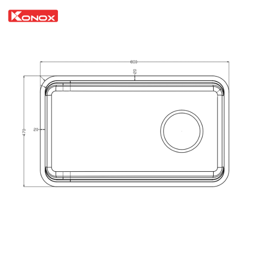 Kích thước Chậu rửa bát Konox Tari Smart 8047