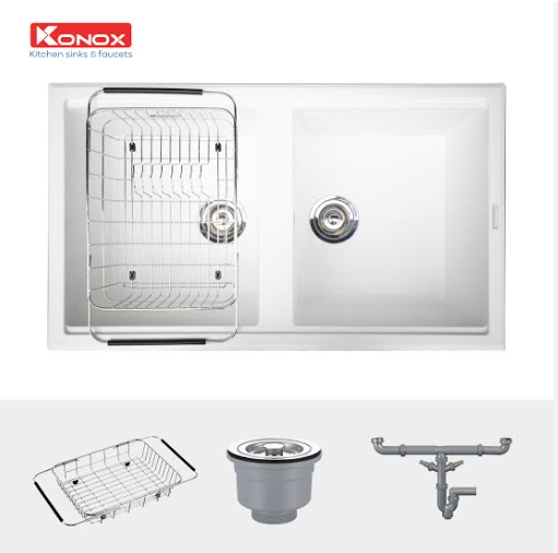Chậu rửa bát Konox Phoenix Smart 860 White Silver