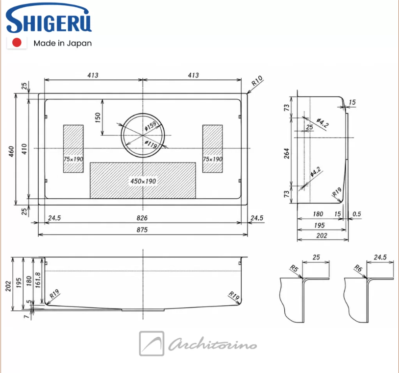Kích thước Chậu Rửa Bát Shigeru LE JSL – K FS