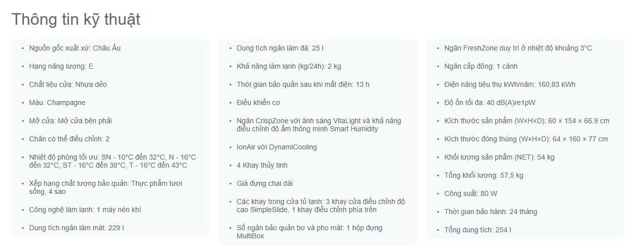 Thông số kỹ thuật của Tủ Lạnh Gorenje Retro ORB153C