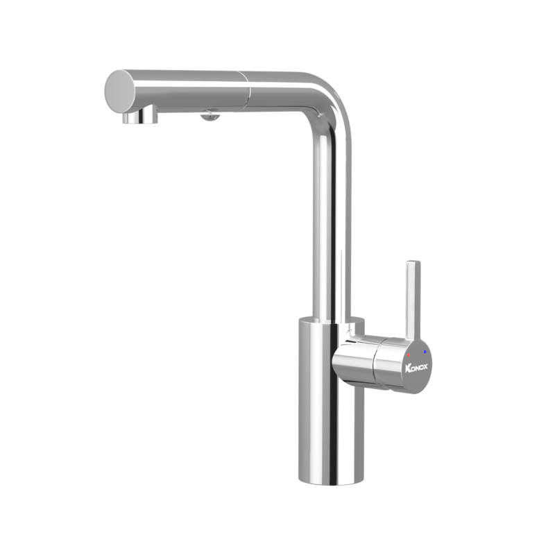 Vòi Rửa Bát Dây Rút Konox Vira Chrome được phân phối chính hãng tại Kitchen King