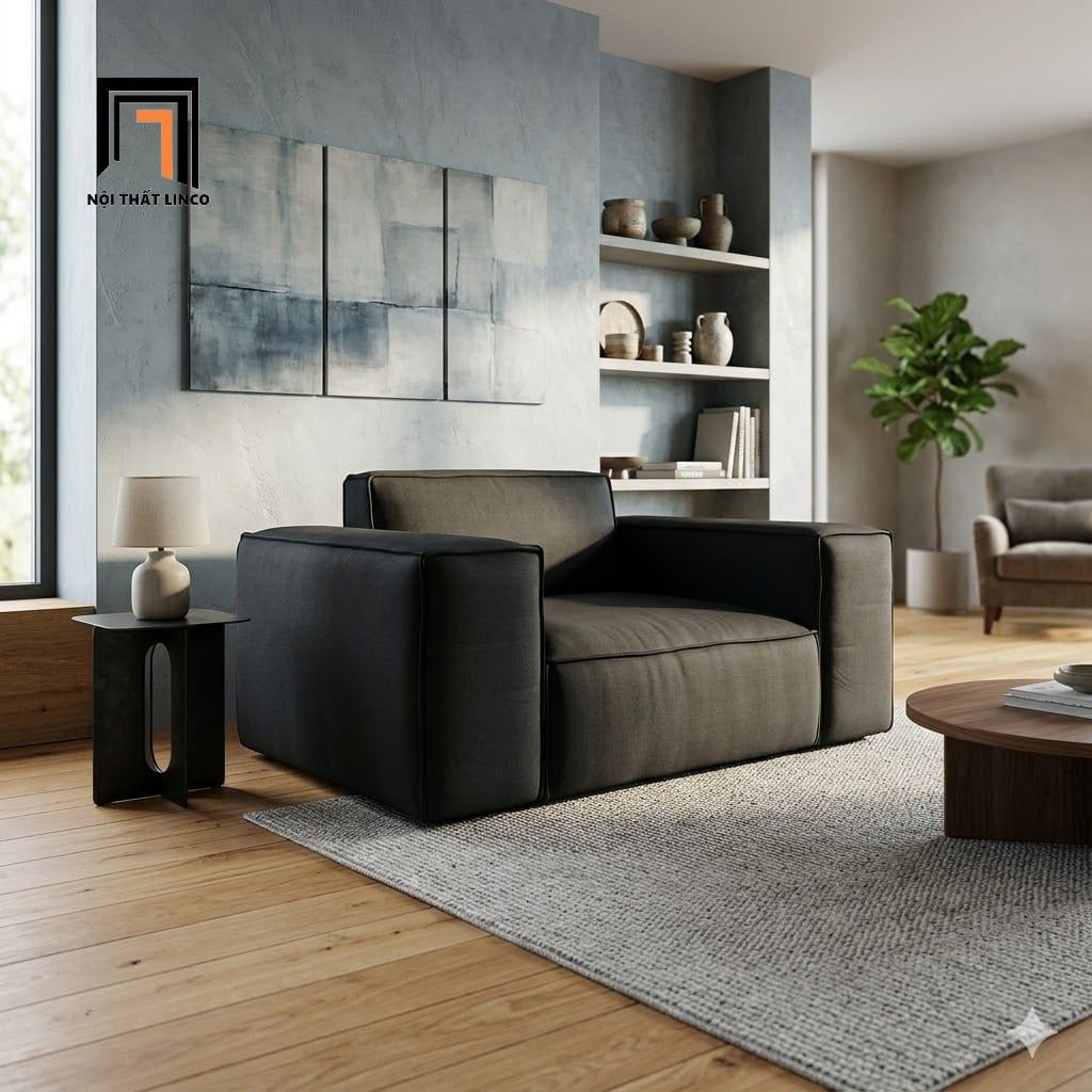  Ghế sofa đơn phòng khách sang trọng DT64 Perry bọc da giả 