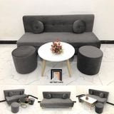  Bộ ghế sofa băng 1m7 BL8 BKT phòng khách xám đen vải nhung 