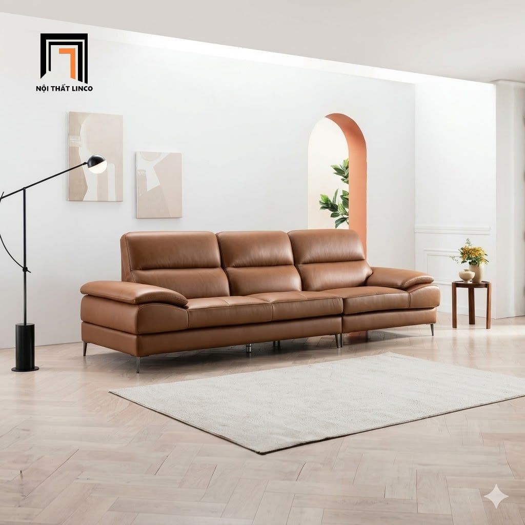  Ghế sofa văng da giả màu nâu BHQ45 Abeha dài 2m5 gia đình 