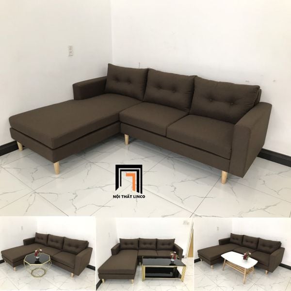  Ghế sofa góc GL2 gia đình nâu đậm 2m2 x 1m6 giá rẻ 