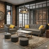  Bộ ghế sofa phòng khách giá rẻ KL7 BGN xám lông chuột vải bố nỉ 