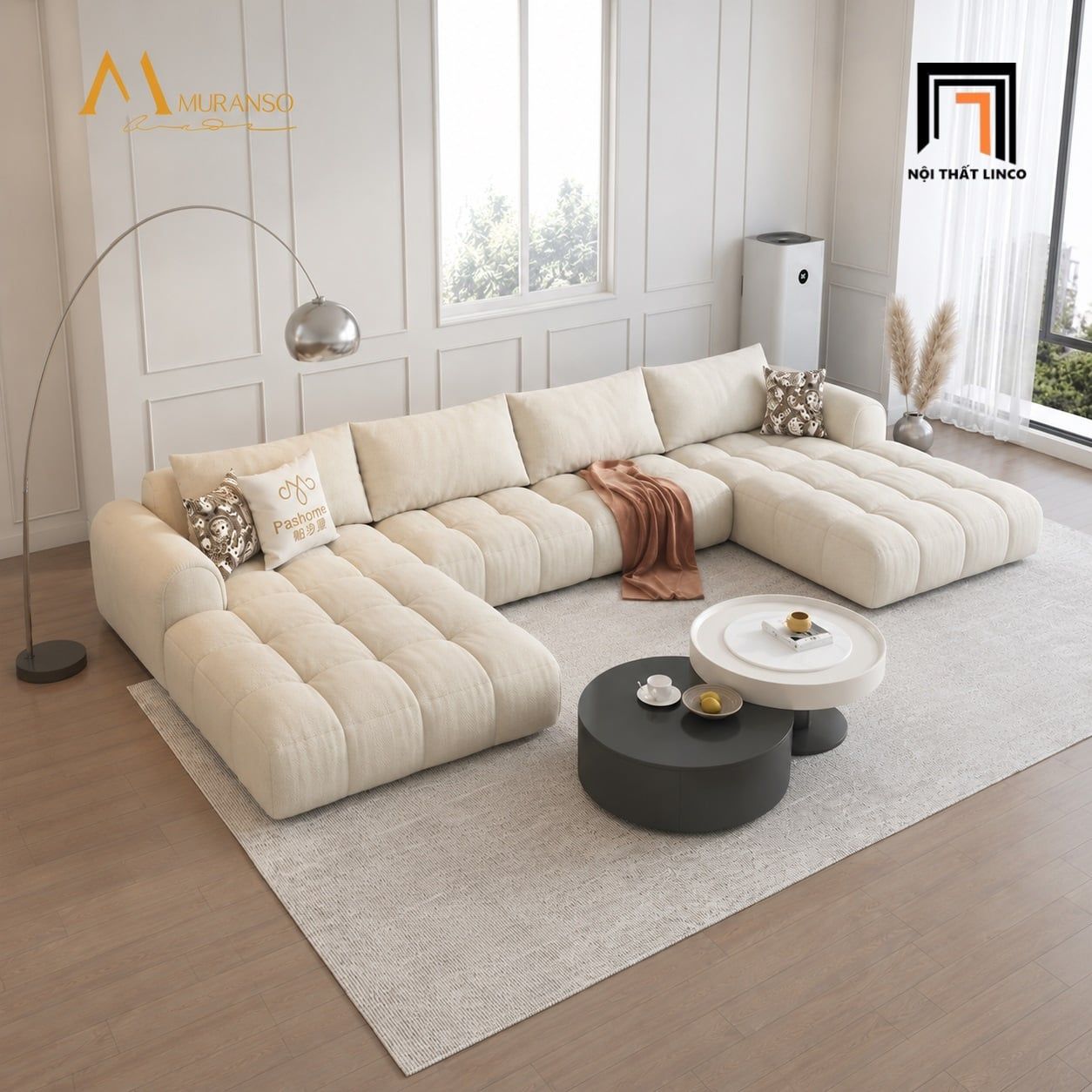 Ghế sofa U UT68 Muranso 3m1 xinh xắn, hiện đại 