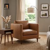  Ghế sofa đơn nhỏ bọc da DT38 Clifford nâu da bò sang trọng 