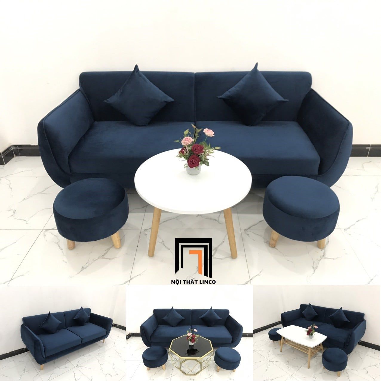  Bộ ghế sofa băng xanh dương BL11 BB 1m9 cho căn hộ chung cư 