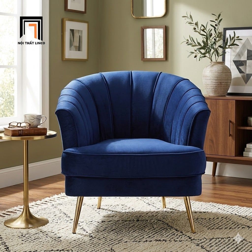  Ghế sofa đơn kiểu dáng sang trọng DT61 Eivor vải nhung nỉ 