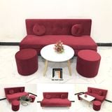  Bộ ghế sofa băng 1m7 BL8 BKT phòng khách xám đen vải nhung 
