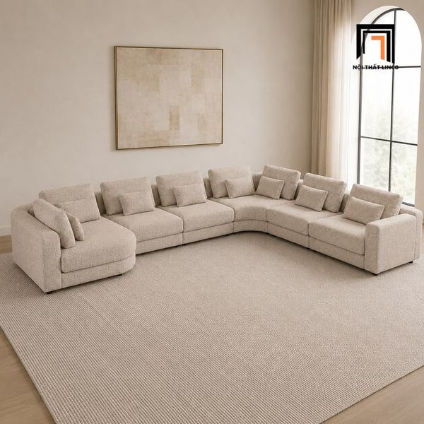 sofa chữ u cao cấp dài 3m2 vải nỉ sang trọng