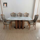  Bàn ăn mặt đá sang trọng GF29-BAD6-G321-B360 6 ghế da giả 