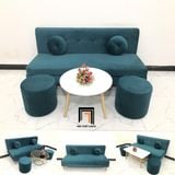  Bộ ghế sofa băng 1m7 BL8 BKT phòng khách xám đen vải nhung 