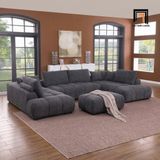  Bộ sofa chữ U UT32 Marigail dài 3m15 vải nỉ xám đen đẹp 