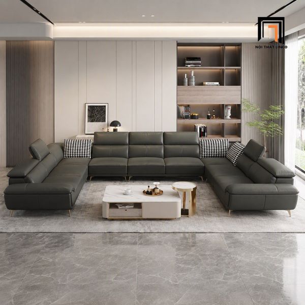 sofa chữ U dài 3m8 bọc da