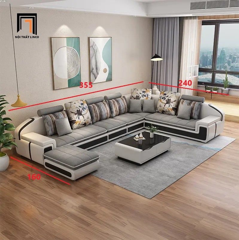  Bộ sofa chữ U UT10 Sakaston 3m55 sang trọng, rộng rãi 