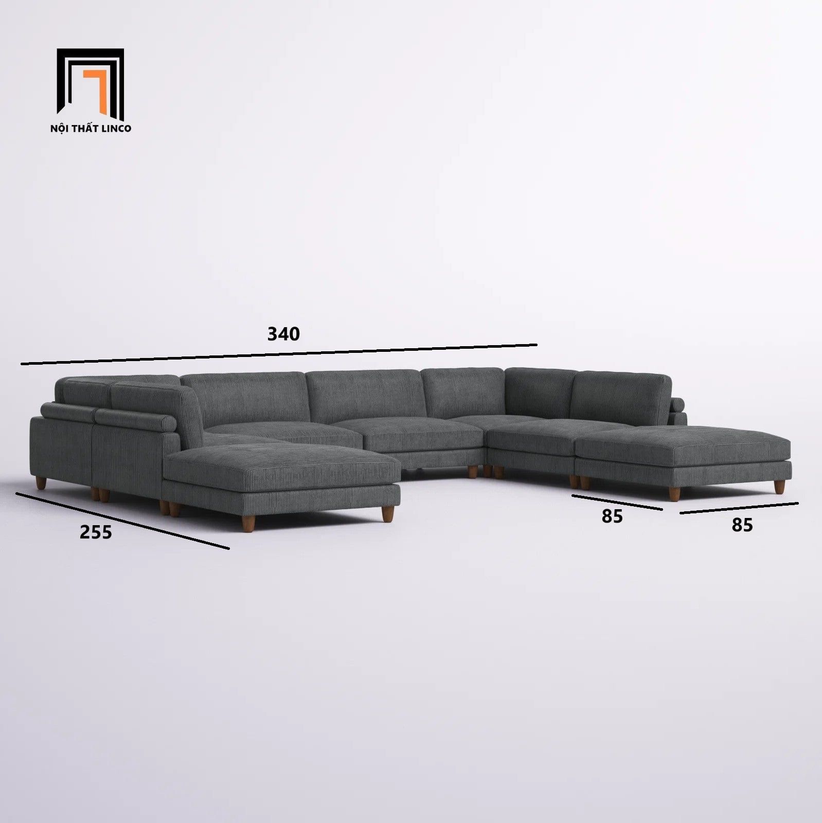  Bộ sofa chữ U UT31 Duroy 3m4 cao cấp, rộng rãi cho gia đình 
