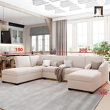  Bộ ghế sofa chữ U dài 3m UT18 Citra vải nỉ trắng kem đẹp 