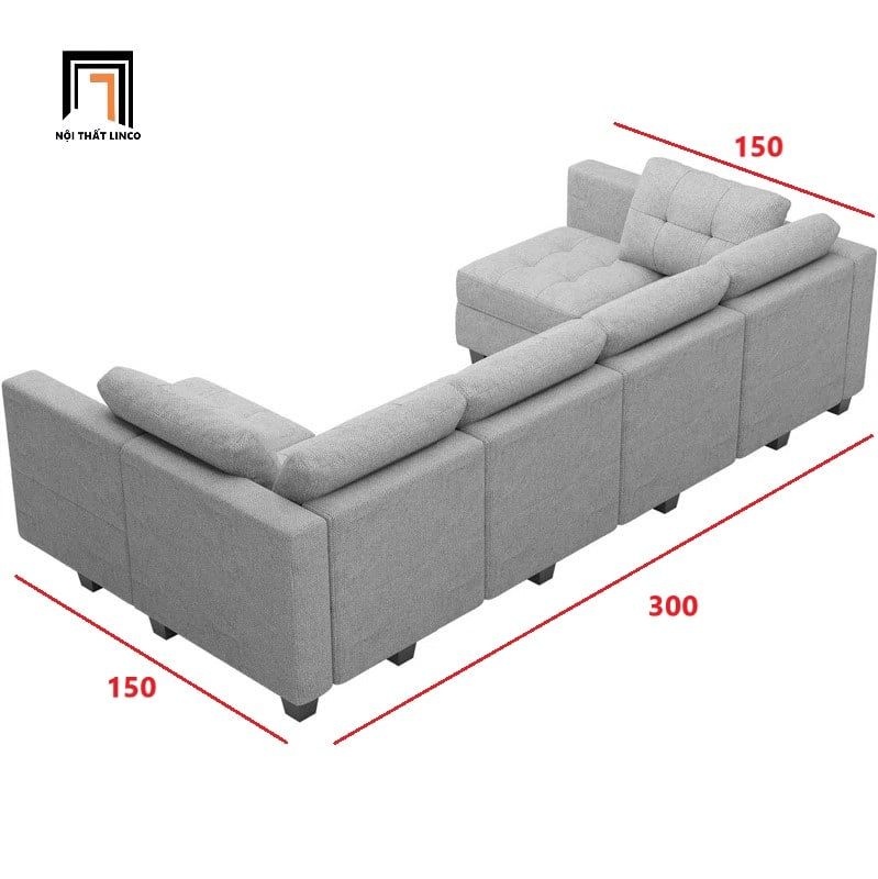  Bộ ghế sofa U 3m UT12 Teangela bọc vải nỉ êm ái 
