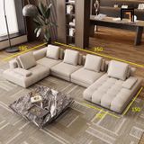  Bộ sofa chữ U UT50 Jobee dài 3m5 phối da xám trắng đẹp 