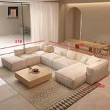  Set ghế sofa chữ U 3m25 UT2 Woka bọc vải nỉ đẹp 