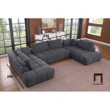  Bộ sofa chữ U UT32 Marigail dài 3m15 vải nỉ xám đen đẹp 