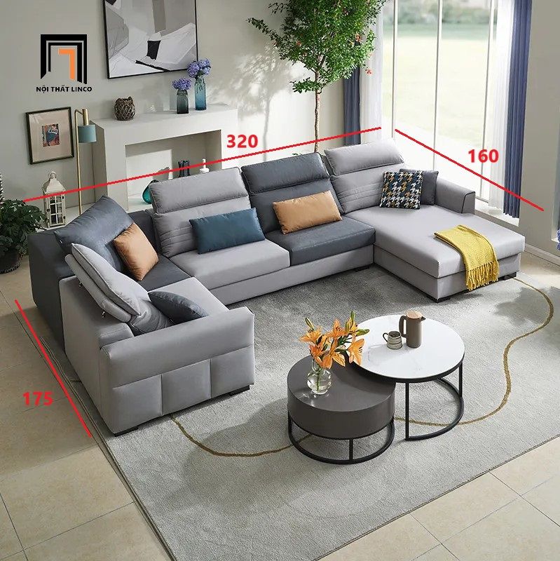  Ghế sofa U 3m2 Freda UT8 kiểu dáng thanh lịch 