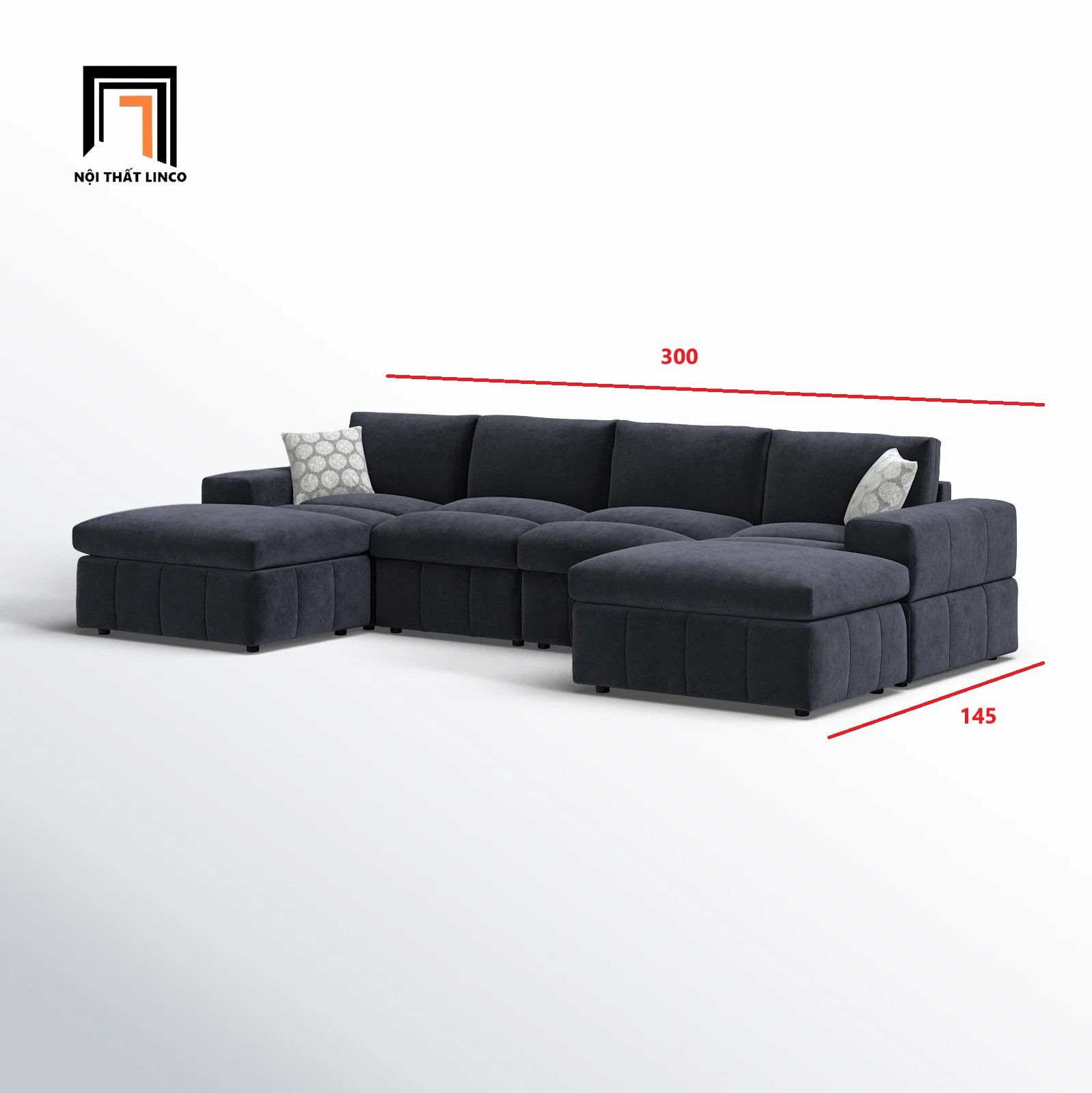  Bộ sofa chữ U 3m UT15 Boggy bọc nỉ êm ái 