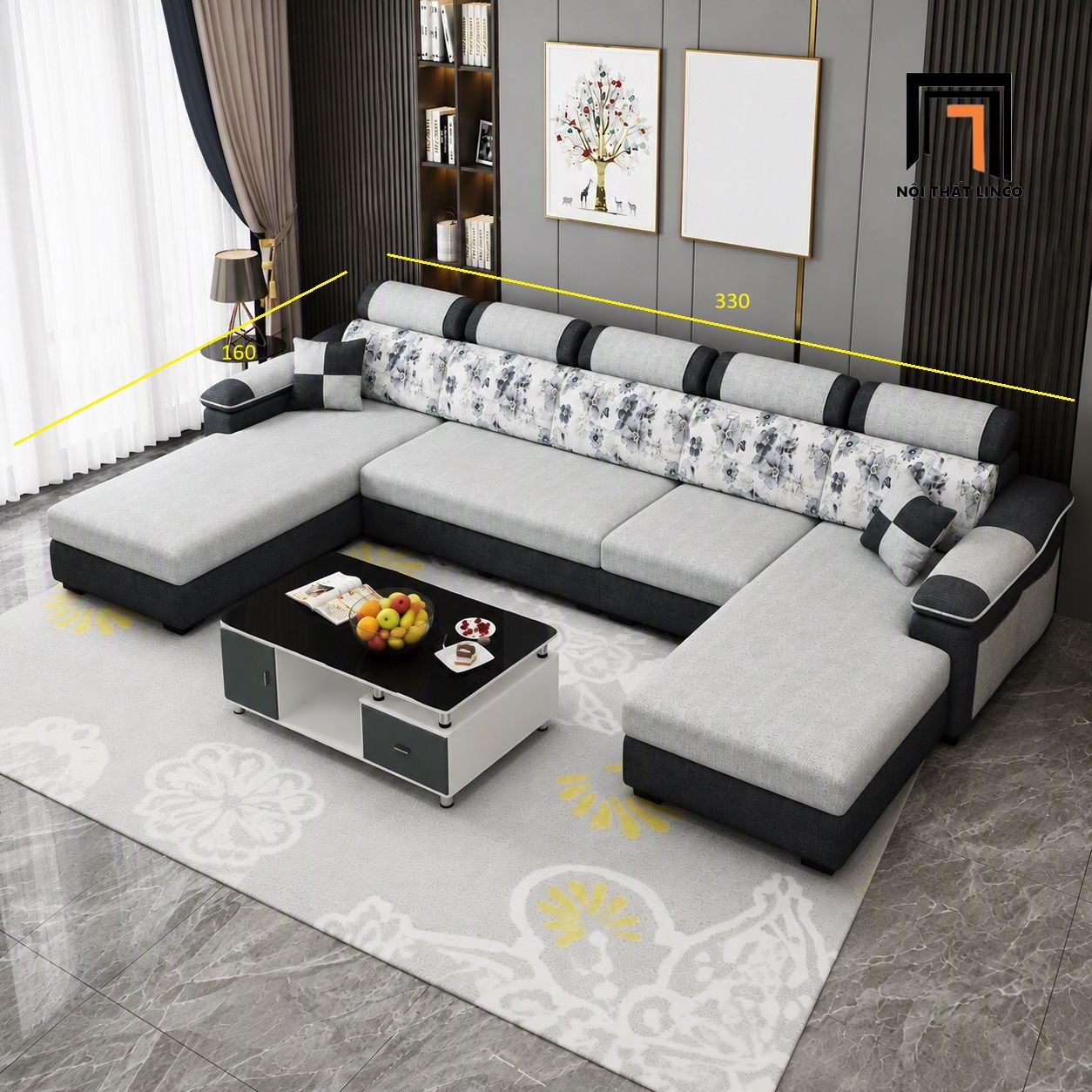  Bộ ghế sofa U UT88 Beaver dài 3m3 kiểu dáng sang trọng 