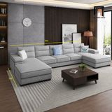  Sofa U UT71 Ammo 3m4 bọc vải nỉ xám trắng đẹp hiện đại 