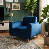  Ghế sofa đơn nhỏ gọn DL1 Presa màu xanh đậm vải nhung giá rẻ 