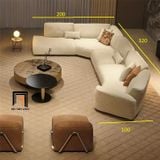  Ghế sofa nỉ U UT34 Forting 3m2 trắng kem thiết kế đẹp cho gia đình 