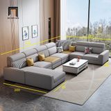  Bộ sofa U vải nỉ xám trắng UT35 Nampa 3m5 x 2m3 x 2m 