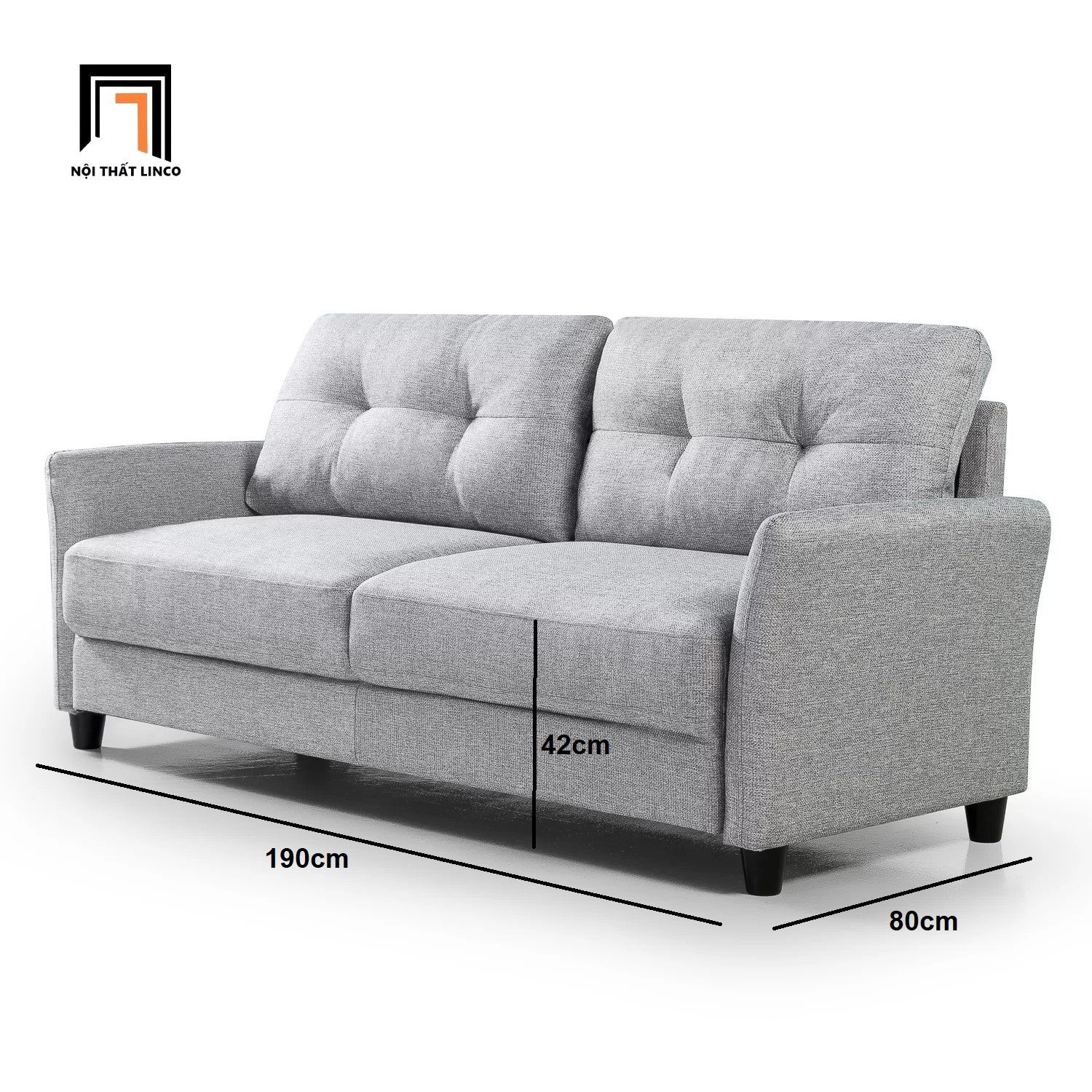  Ghế sofa băng văng xám phòng khách BT29 Helsley 1m9 giá rẻ 